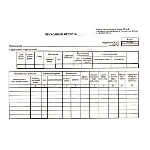 Приходный ордер формы м 4 образец заполнения